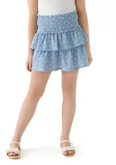 Girls 7-16 Knit Gauze Printed Skort
