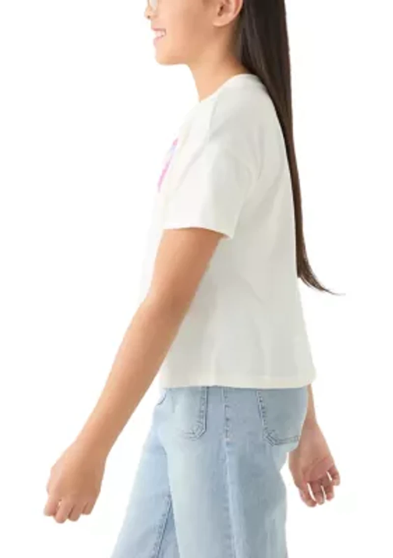 Girls 7-16 Solid Jersey T-Shirt with Appliqué