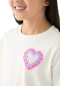 Girls 7-16 Solid Jersey T-Shirt with Appliqué