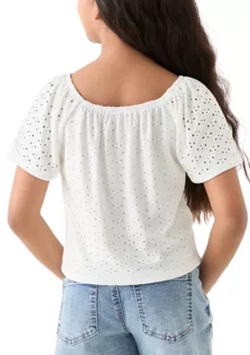 Girls 7-16 Eyelet Bow Top