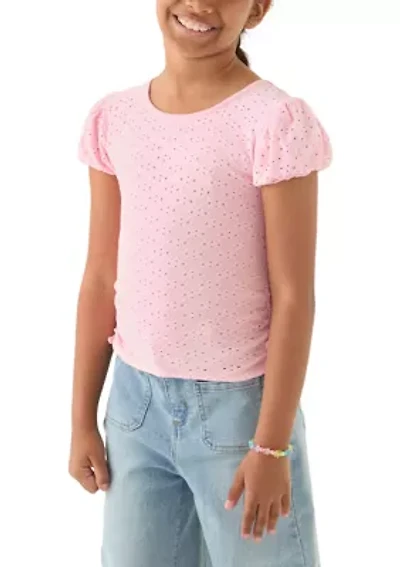 Girls 7-16 Knit Eyelet Top