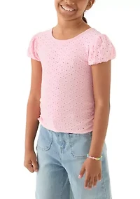 Girls 7-16 Knit Eyelet Top