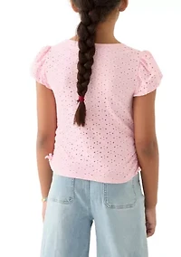 Girls 7-16 Knit Eyelet Top