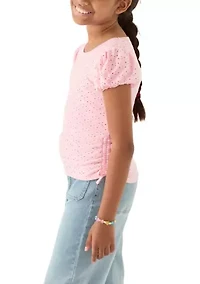 Girls 7-16 Knit Eyelet Top