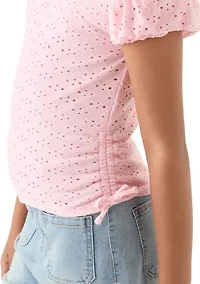 Girls 7-16 Knit Eyelet Top