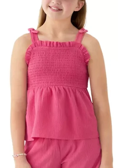 Girls 7-16 Crinkle Knit Smocked Top