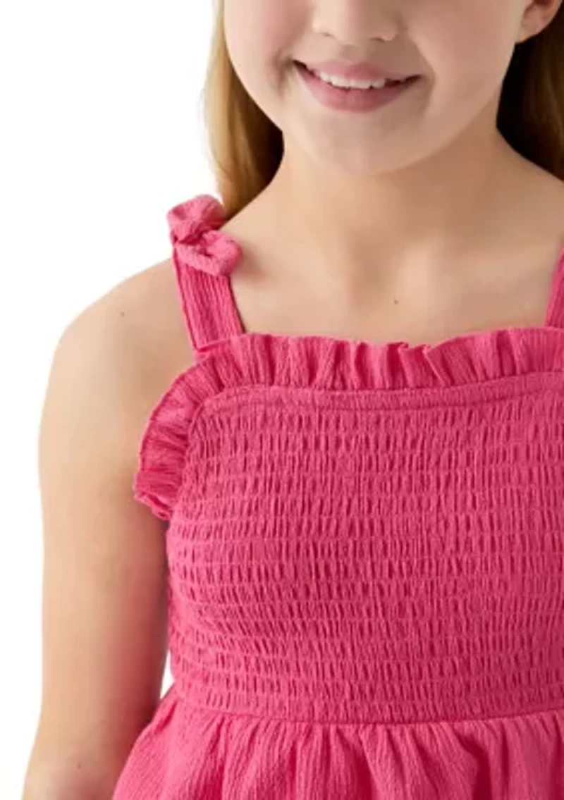 Girls 7-16 Crinkle Knit Smocked Top
