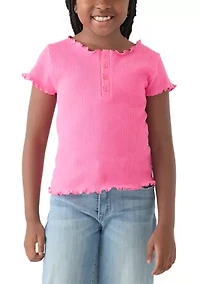 Girls 7-16 Seamless Ribbed Henley Shirt