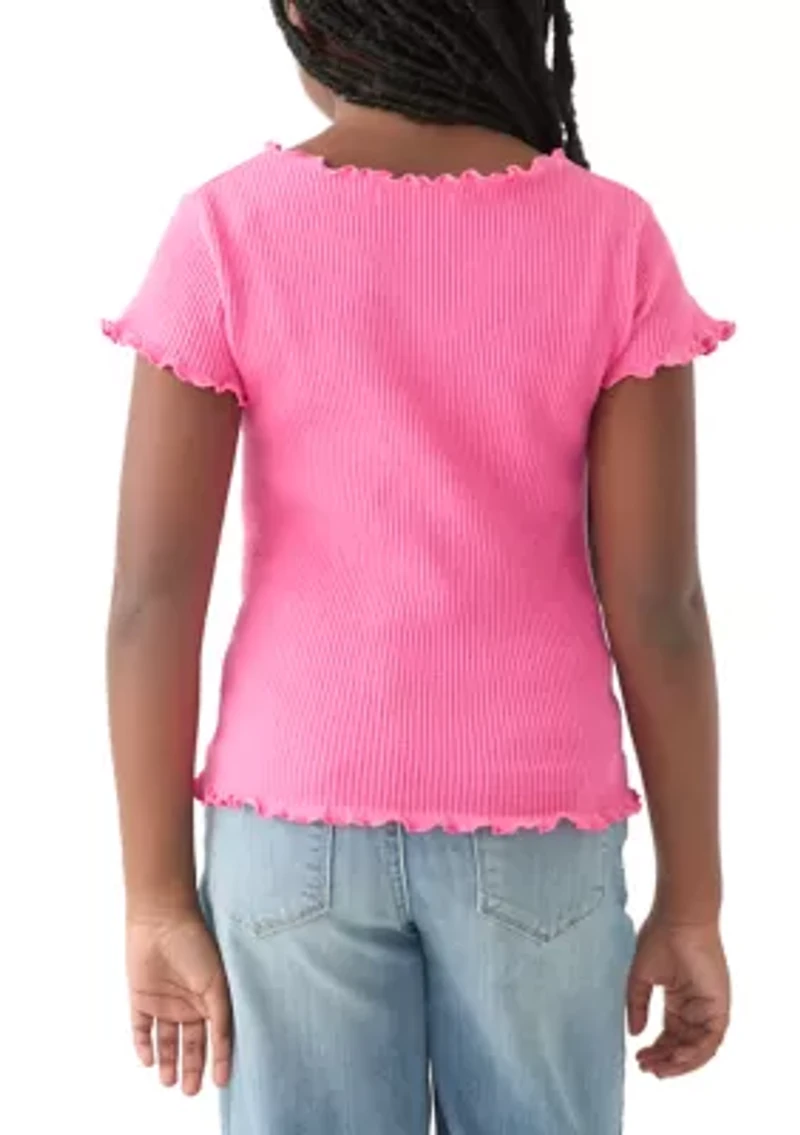 Girls 7-16 Seamless Ribbed Henley Shirt