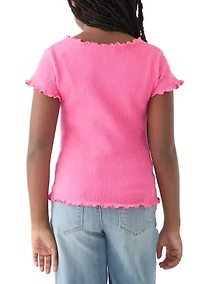 Girls 7-16 Seamless Ribbed Henley Shirt