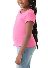 Girls 7-16 Seamless Ribbed Henley Shirt