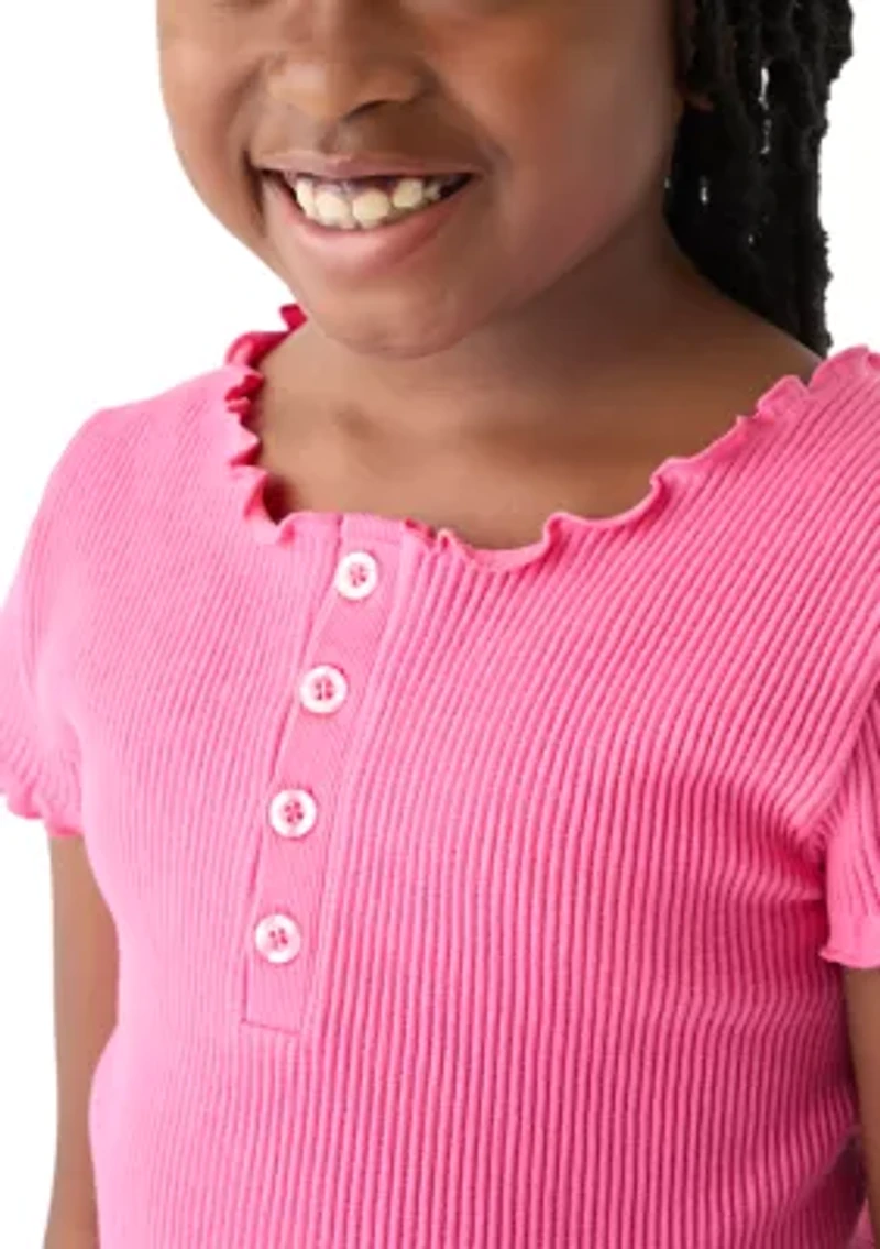 Girls 7-16 Seamless Ribbed Henley Shirt