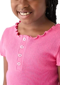 Girls 7-16 Seamless Ribbed Henley Shirt