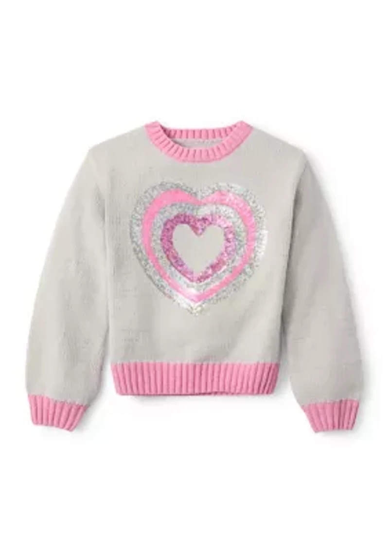 Girls 4-6x Sequin Heart Sweater