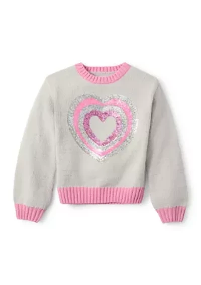 Girls 4-6x Sequin Heart Sweater