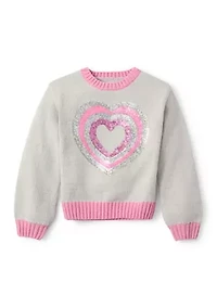 Girls 4-6x Sequin Heart Sweater