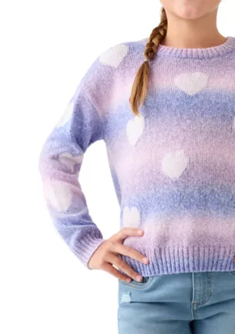 Girls 7-16 Ombre Heart Sweater