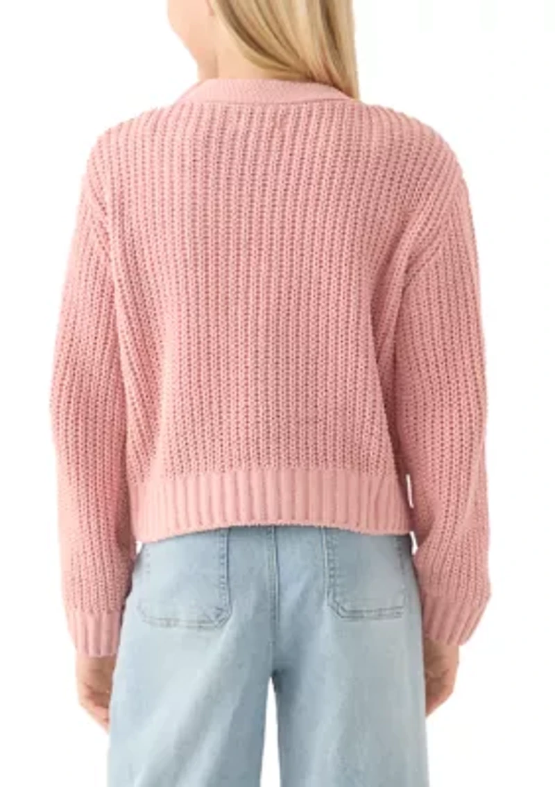 Girls 7-16 Solid Knit Cardigan