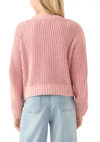 Girls 7-16 Solid Knit Cardigan