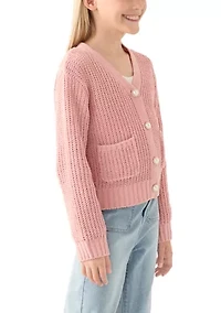 Girls 7-16 Solid Knit Cardigan