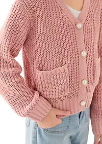 Girls 7-16 Solid Knit Cardigan