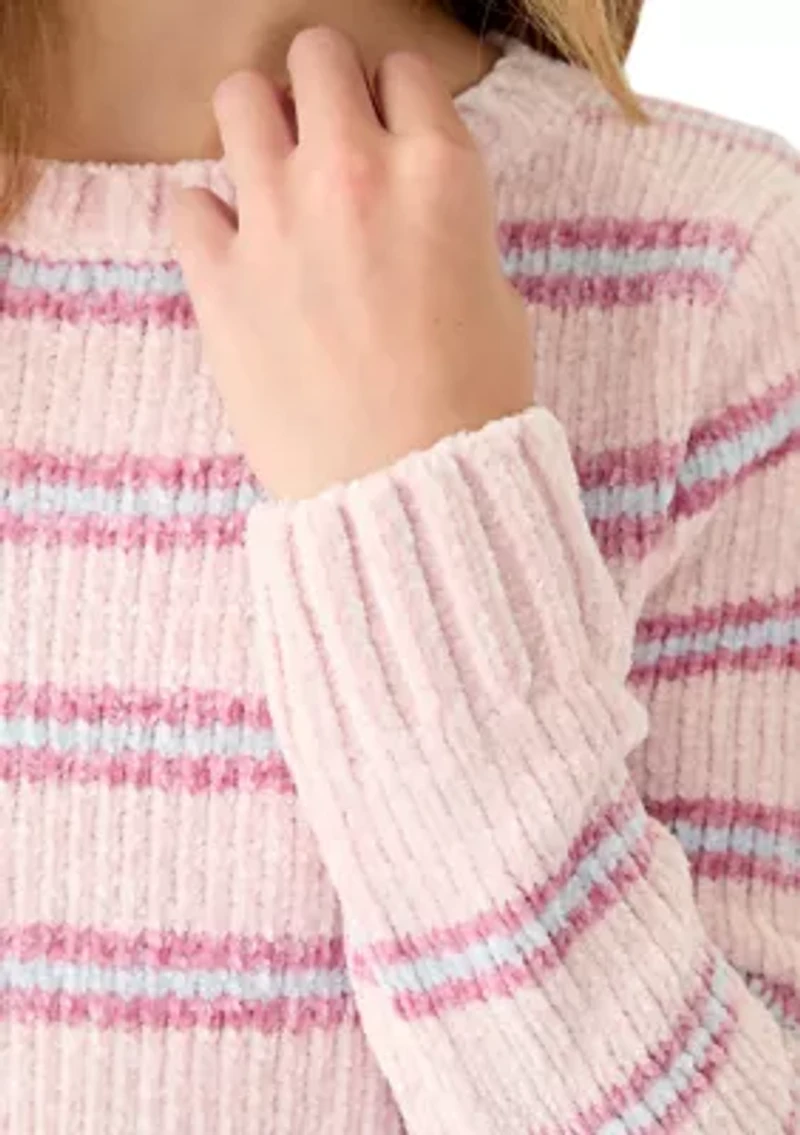 Girls 7-16 Striped Pink Sweater