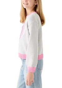 Girls 7-16 Sequin Heart Sweater