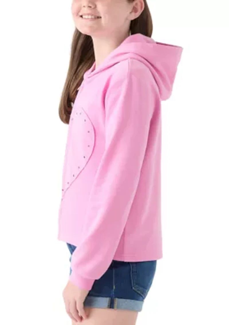 Girls 7-16 Fleece Appliqué Zip Up Hoodie
