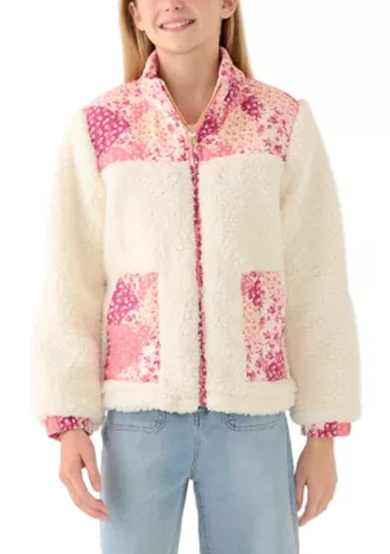 Girls 7-16 Bohemian Printed Sherpa Jacket
