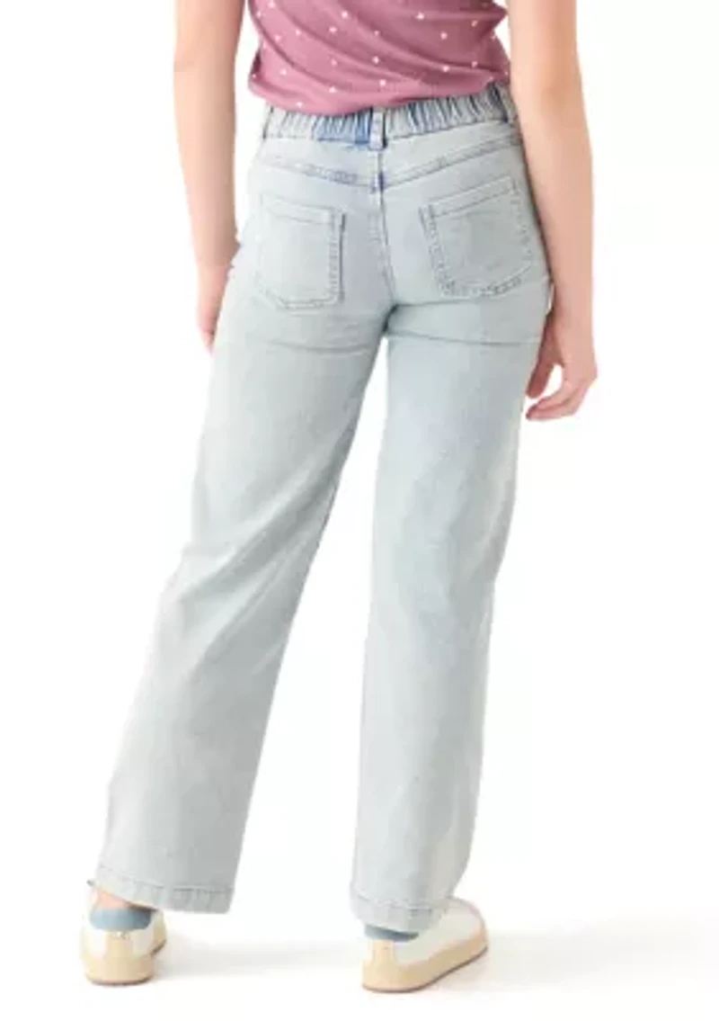 Girls 7-16 Wide Leg Flare Jeans with Rhinestones
