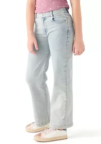 Girls 7-16 Wide Leg Flare Jeans with Rhinestones