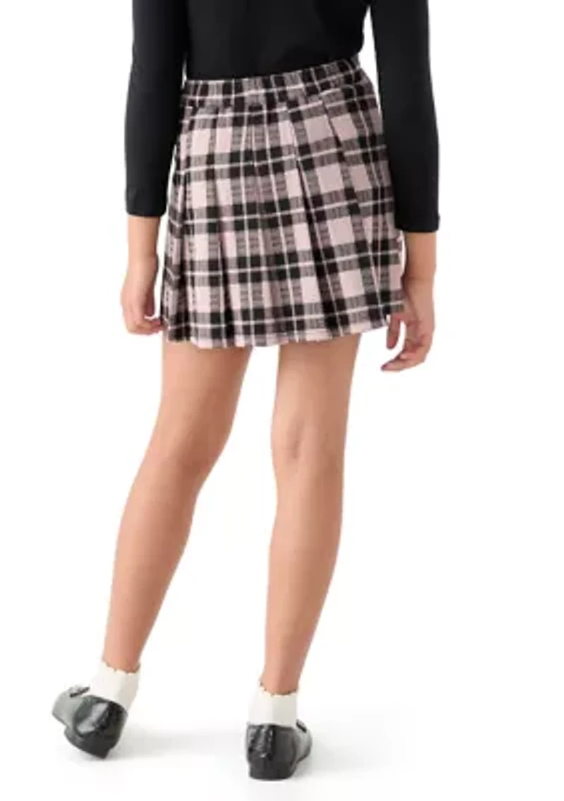 Girls 7-16 Double Knit Printed Pleated Skort