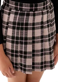 Girls 7-16 Double Knit Printed Pleated Skort
