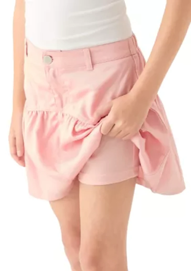 Girls 7-16 Washed Woven Denim Skirt