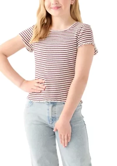 Girls 7-16 Printed Pointelle Knit Top