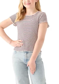 Girls 7-16 Printed Pointelle Knit Top