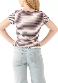 Girls 7-16 Printed Pointelle Knit Top
