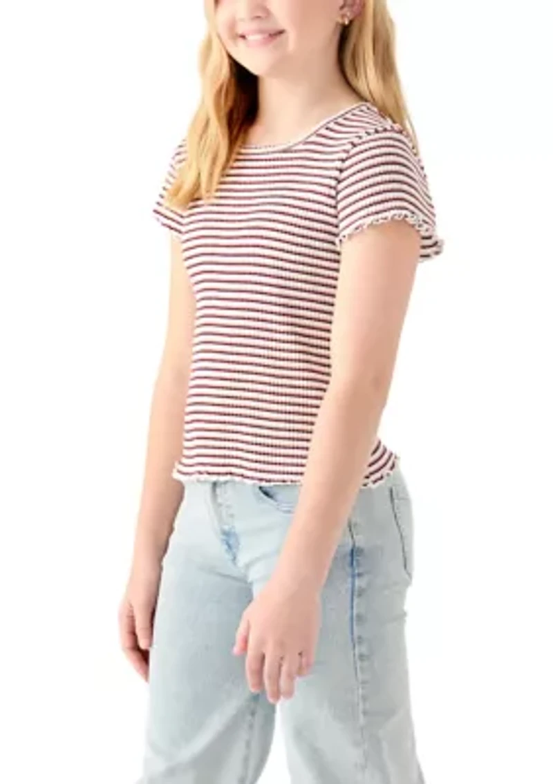 Girls 7-16 Printed Pointelle Knit Top