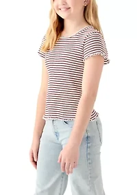 Girls 7-16 Printed Pointelle Knit Top