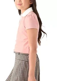Girls 7-16 Pointelle Polo Top