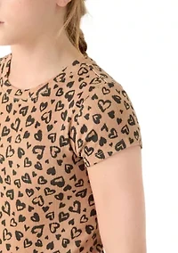Girls 7-16 Leopard Printed Pointelle Top