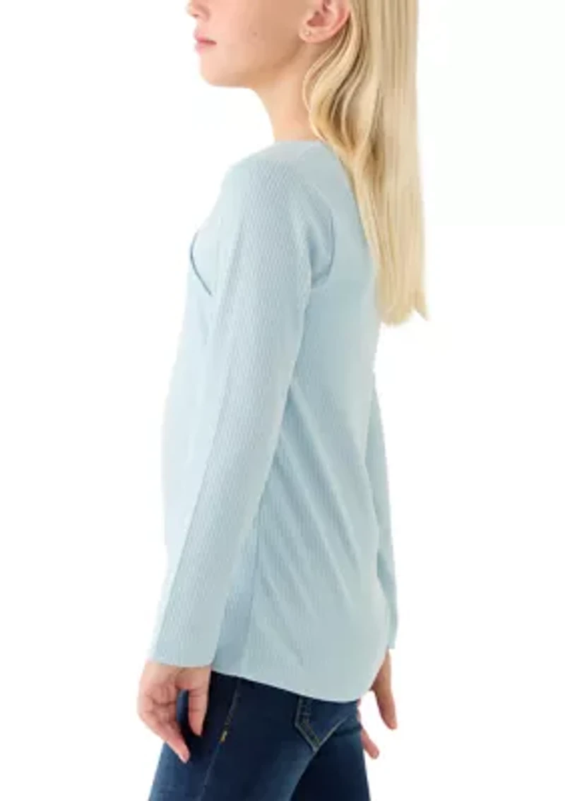 Girls 7-16 Long Sleeve Cross Stitch Knit Top