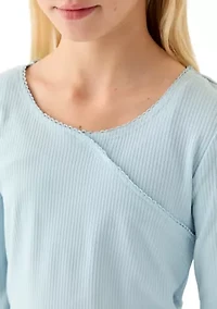 Girls 7-16 Long Sleeve Cross Stitch Knit Top