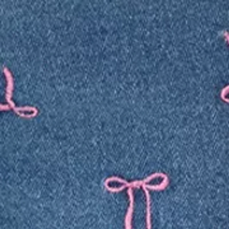 Girls 7-16 Bow Embroidered Denim Shorts