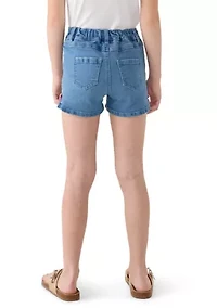 Girls 7-16 Bow Embroidered Denim Shorts