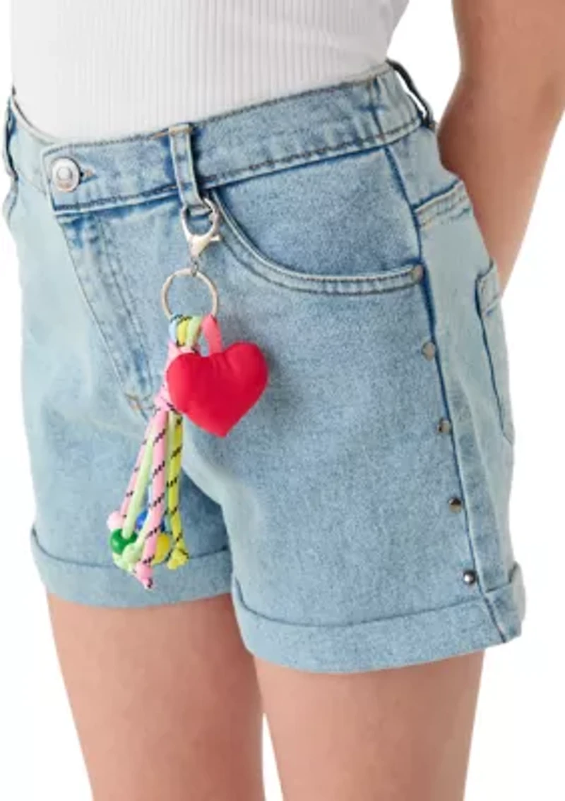 Girls 7-16 Side Stud Denim Shorts