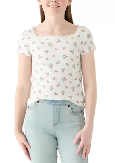 Girls 7-16 Square Neck Baby T-Shirt