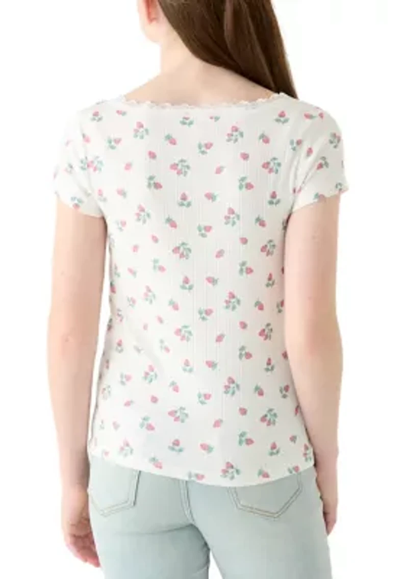 Girls 7-16 Square Neck Baby T-Shirt