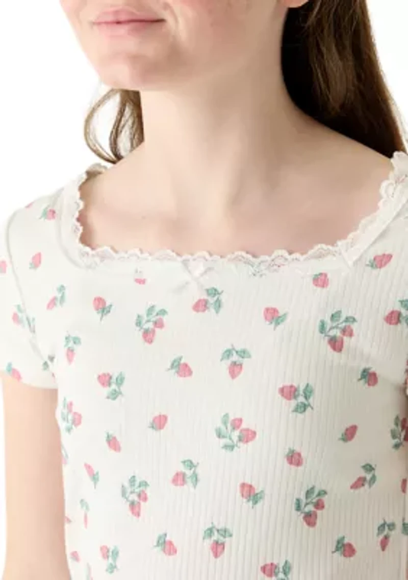 Girls 7-16 Square Neck Baby T-Shirt