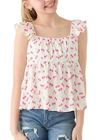 Girls 7-16 Cherry Gauze Top
